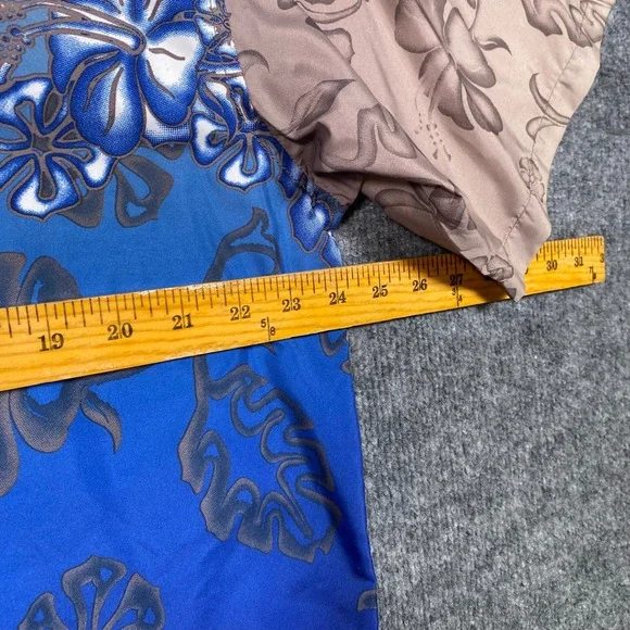 No Fear Mens XL Short Sleeve Button Up Shirt Blue Tan Tropical Ombre Fade Y2K - Picture 3 of 8